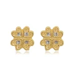 Brinco Trevo com Zircônias banhado a ouro 18 K