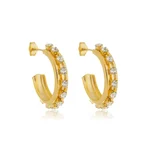 Brinco Argola Média com Zircônias banhado a ouro 18 K