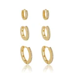 Brinco Trio de Argolas de Zircônias banhado a ouro 18 K