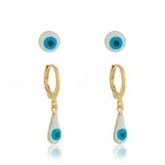 Brinco Duplo Olho Grego banhado a ouro 18 K