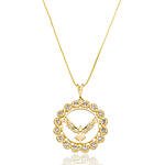 Colar Espírito Santo Cravejado com Zircônias Banhado a ouro 18k