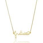 Colar Gratidão Liso Banhado a ouro 18k