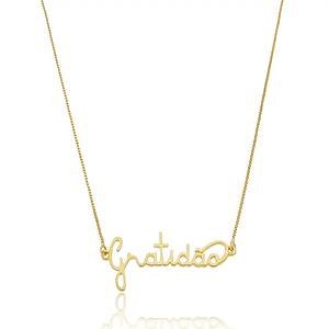 Colar Gratidão Liso Banhado a ouro 18k