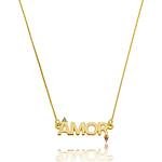 Colar Amor Cravejado com Zircônias Banhado a ouro 18k