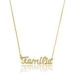 Colar Família Cravejado com Zircônias Banhado a ouro 18k