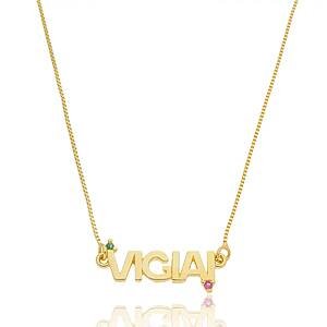 Colar Vigiai Cravejado com Zircônias Banhado a ouro 18k