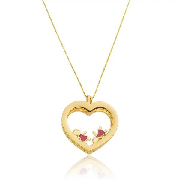 Colar Personalizado Cápsula Coração com até 4 Meninos(as) banhado a ouro 18k