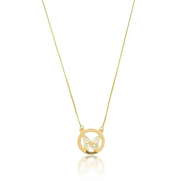 Colar Personalizado Borboleta banhado a ouro 18k