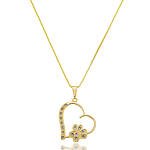 Colar Coração com Patinha Pet Banhado a ouro 18k