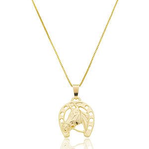 Colar Cavalo na Ferradura Banhado a ouro 18k