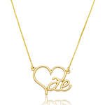 Colar Mãe dentro do Coração Banhado a ouro 18k