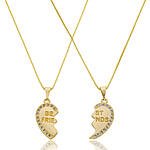 Colar Best Friends Coração Duplo com Zircônias Banhado a ouro 18k