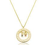 Colar Casal no Círculo Escrito Amo Meus Filhos Banhado a ouro 18k