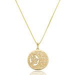 Colar Pai Nosso com Espírito Santo Cravejado com Zircônias Banhado a ouro 18k