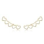 Brinco Ear Cuff Corações Delicados banhado a ouro 18 K