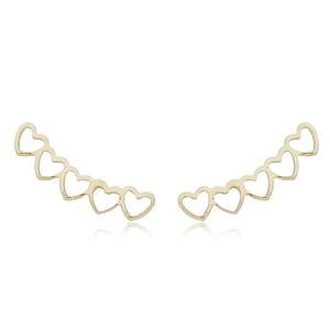 Brinco Ear Cuff Corações Delicados banhado a ouro 18 K