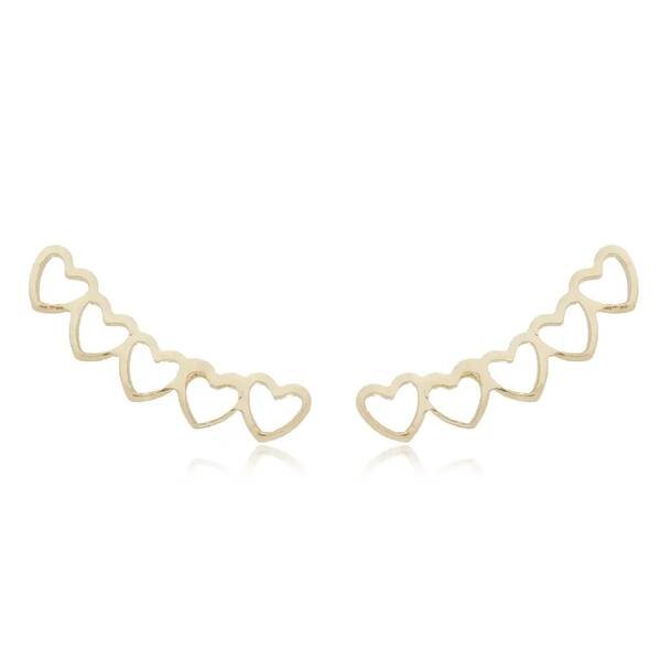 Brinco Ear Cuff Corações Delicados banhado a ouro 18 K