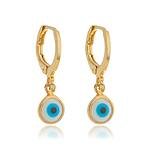 Brinco Olho Grego Pequeno Argola banhado a ouro 18 K