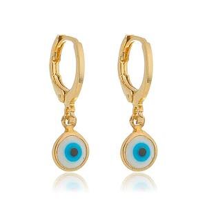 Brinco Olho Grego Pequeno Argola banhado a ouro 18 K