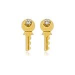 Brinco Chave com 1 Zircônia banhado a ouro 18 K