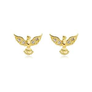 Brinco Espírito Santo com Zircônias banhado a ouro 18 K