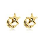 Brinco Lua e Estrela com Zircônias banhado a ouro 18 K