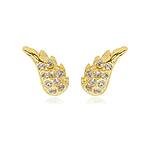 Brinco Asa com Zircônias banhado a ouro 18 K