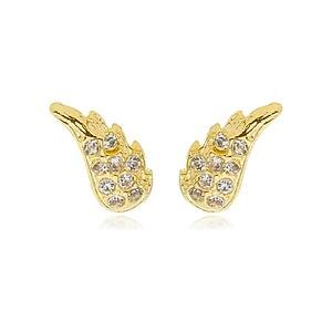 Brinco Asa com Zircônias banhado a ouro 18 K