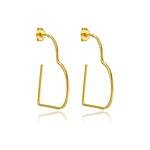 Brinco Argola Coração Médio banhado a ouro 18 K