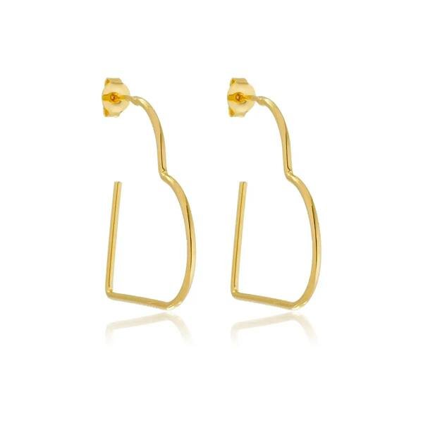 Brinco Argola Coração Médio banhado a ouro 18 K