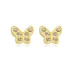 Brinco Borboleta com Zircônias banhado a ouro 18 K