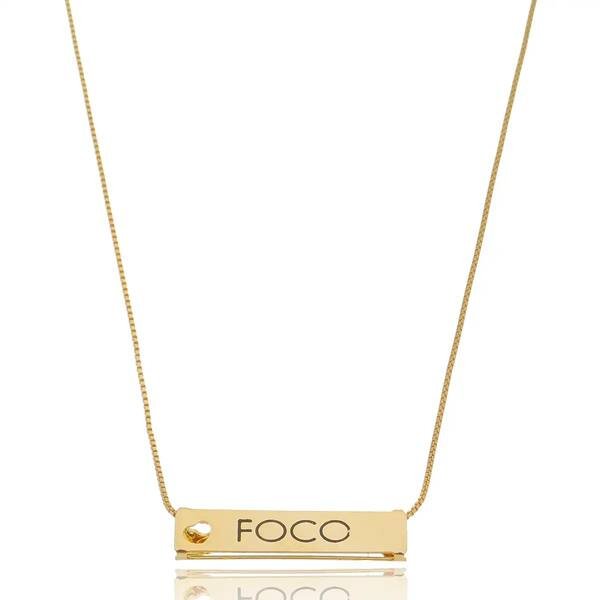 Colar 3 Lados Foco, Força e Fé banhado a ouro 18k
