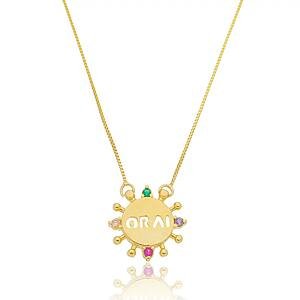 Colar Orai no Círculo Cravejado com Zircônias Banhado a ouro 18k