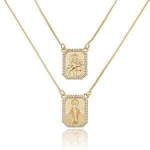 Colar Escapulário de Zircônias Banhado a ouro 18k