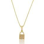 Colar Cadeado Cravejado com Zircônias Banhado a ouro 18k