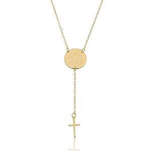 Colar Medalha Oração Pai Nosso com Cruz Pendurada Banhado a ouro 18k