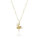 Colar Bailarina Cravejado com Zircônias Banhado a ouro 18k
