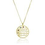 Colar Ore Espere Confie Agradeça Árvore Banhado a ouro 18k