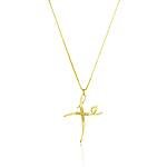 Colar Fé Cravejado com Zircônias Banhado a ouro 18k