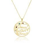 Colar Jesus Te Ama Árvore Banhado a ouro 18k