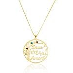 Colar Deus é Amor Árvore Banhado a ouro 18k