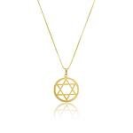 Colar Medalha Estrela de Davi Banhado a ouro 18k
