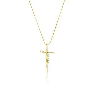 Colar Cruz Jesus Banhado a ouro 18k