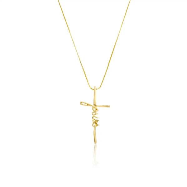 Colar Cruz Jesus Banhado a ouro 18k