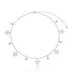 Colar Choker 5 Corações com Zircônias Banhado a Prata 950