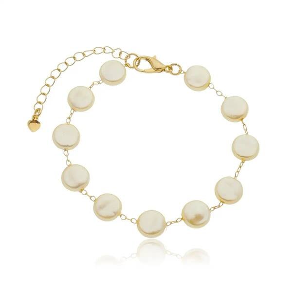 Pulseira Pérolas banhada a ouro 18k