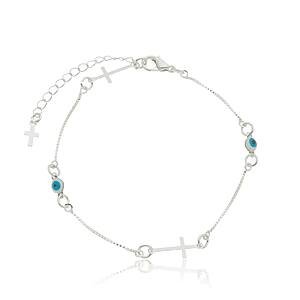 Pulseira Olho Grego e Cruz banhada a prata 950