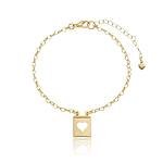 Pulseira Placa Coração Banhada a ouro 18k