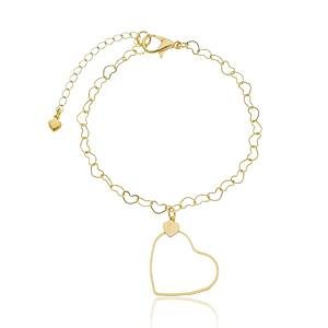 Pulseira Corações com Coração Banhado a ouro 18k