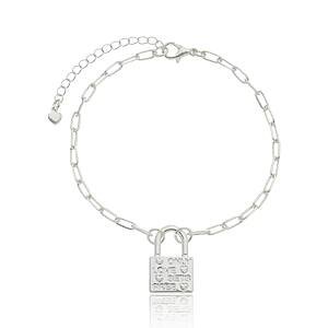 Pulseira Cadeado Escrito Banhada a prata 950
